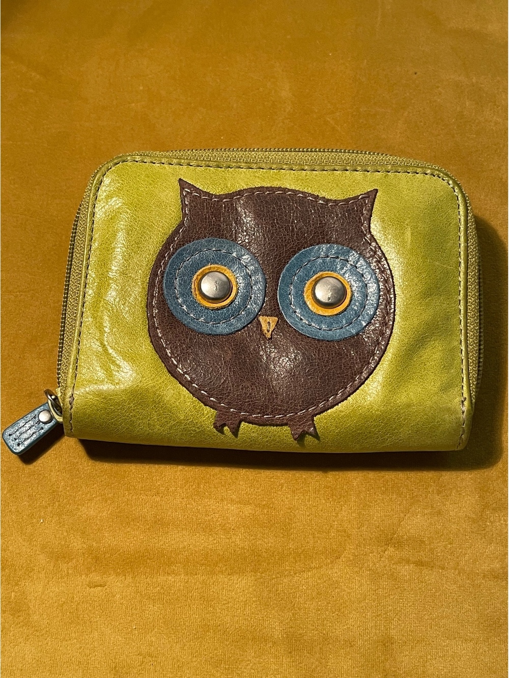 Fossil Genuine Leather Owl Bifold Wallet Green